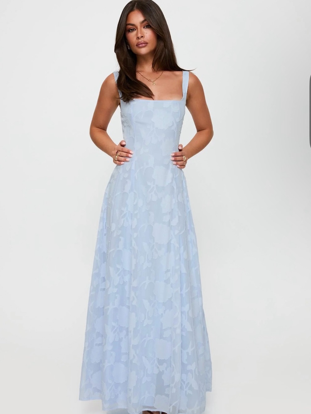 Princess Polly Light Blue Maxi Dress with Square Neck